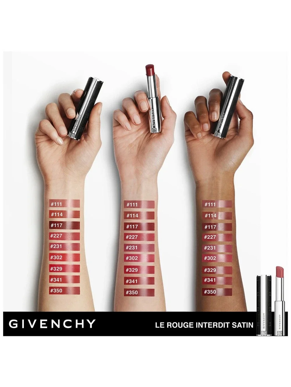 Givenchy Le Rouge Interdit Satin Lipstick-N 350 Rouge Auburn NEW Authentic
